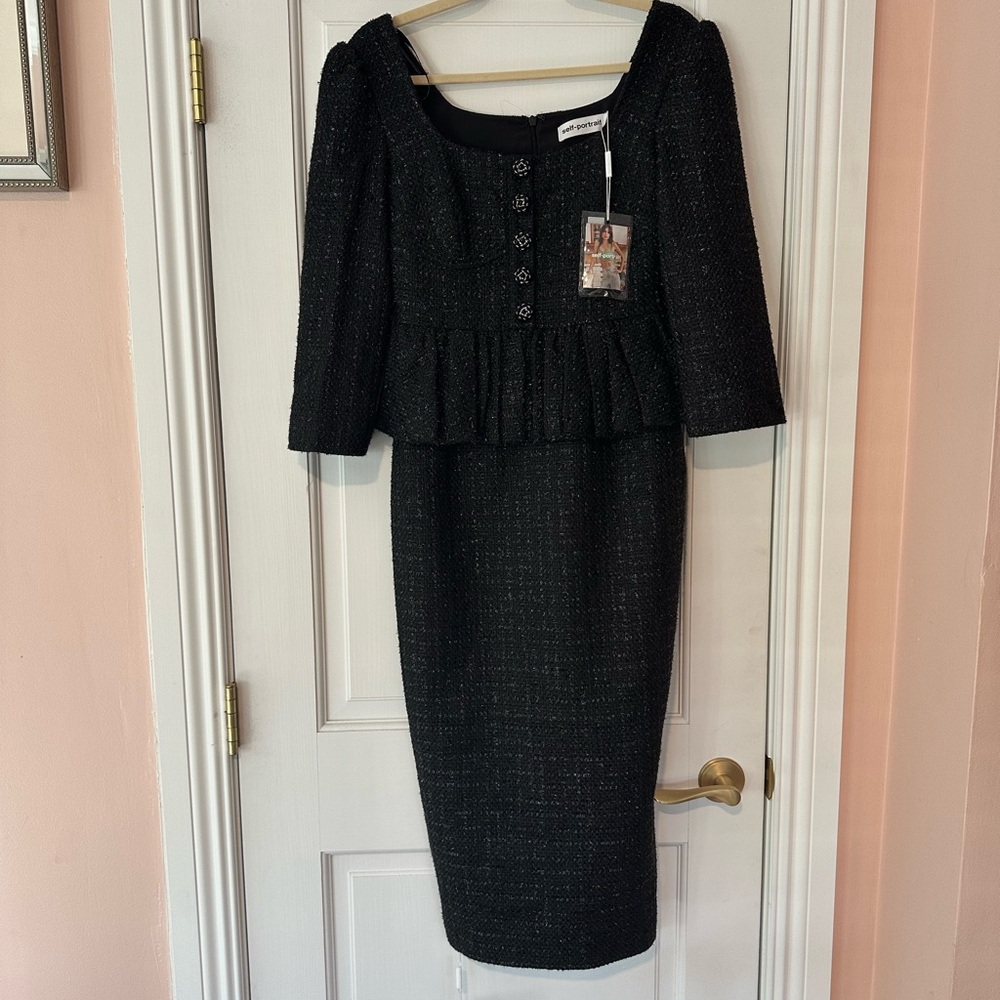 Self-Portrait Black Metallic Dress